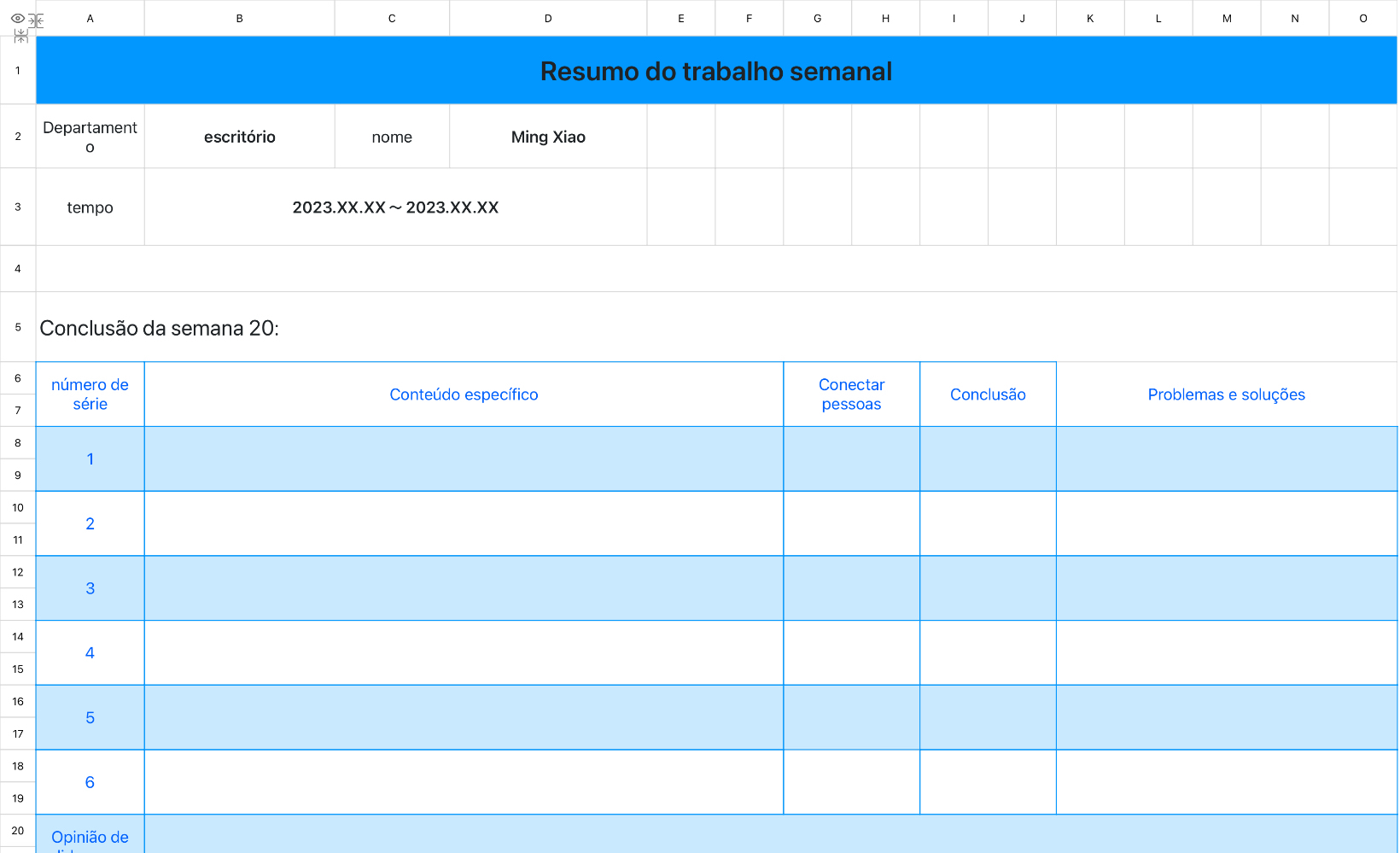 Resumo do trabalho semanal